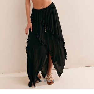 Free People Black High Low Skirt